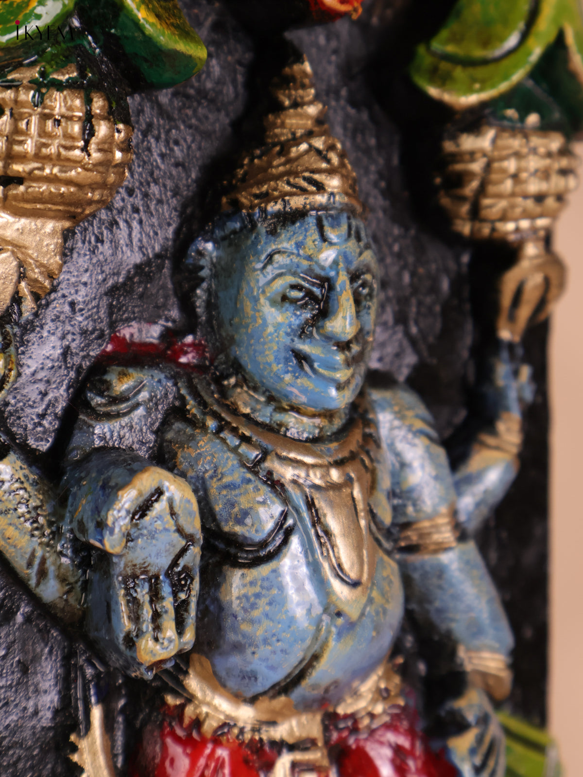 Wooden Hand Carved Painted Ganesha Vertical Panel (36x4)