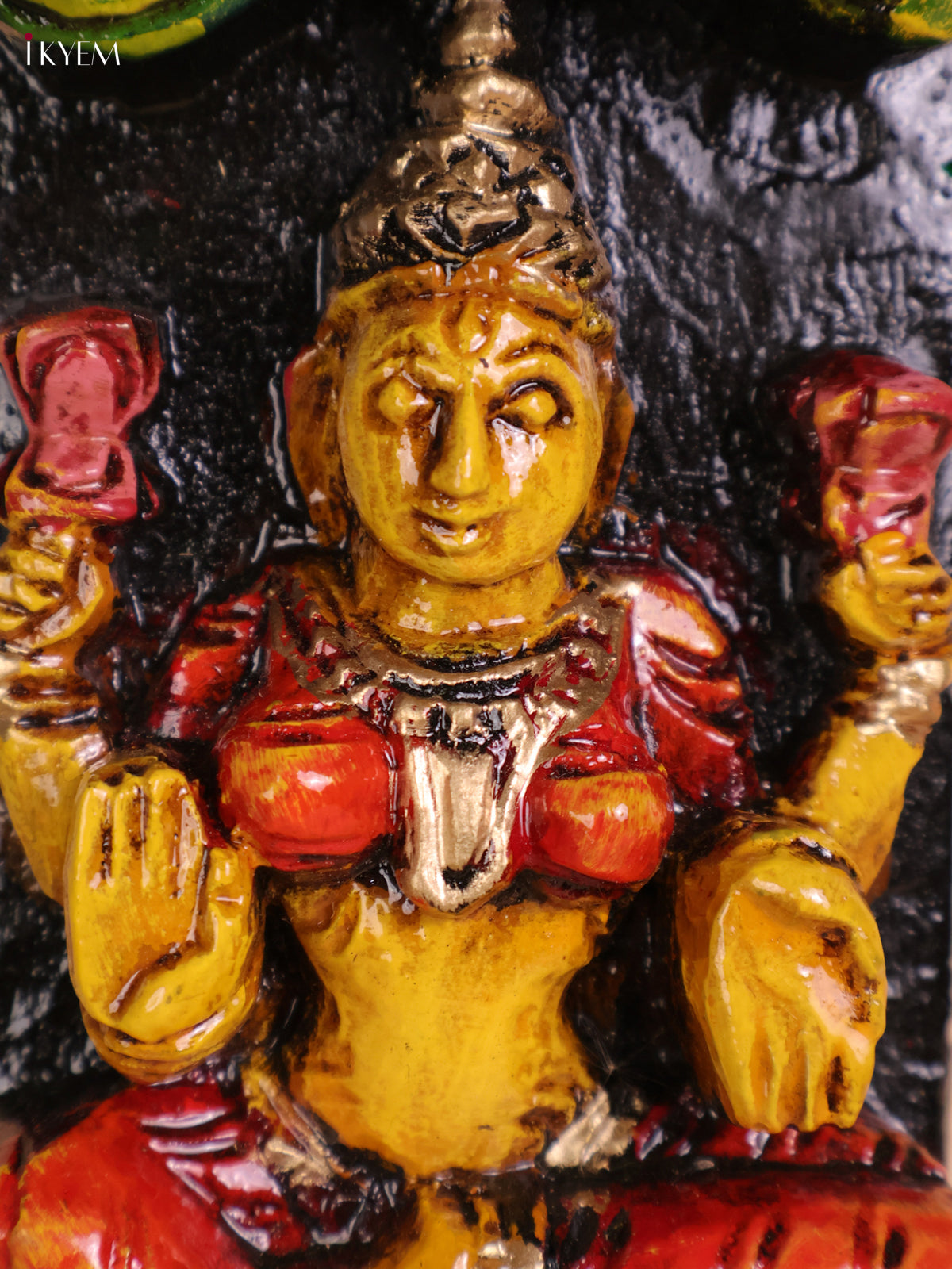 Wooden Hand Carved Painted Lakshmi Vertical Panel (36x4)