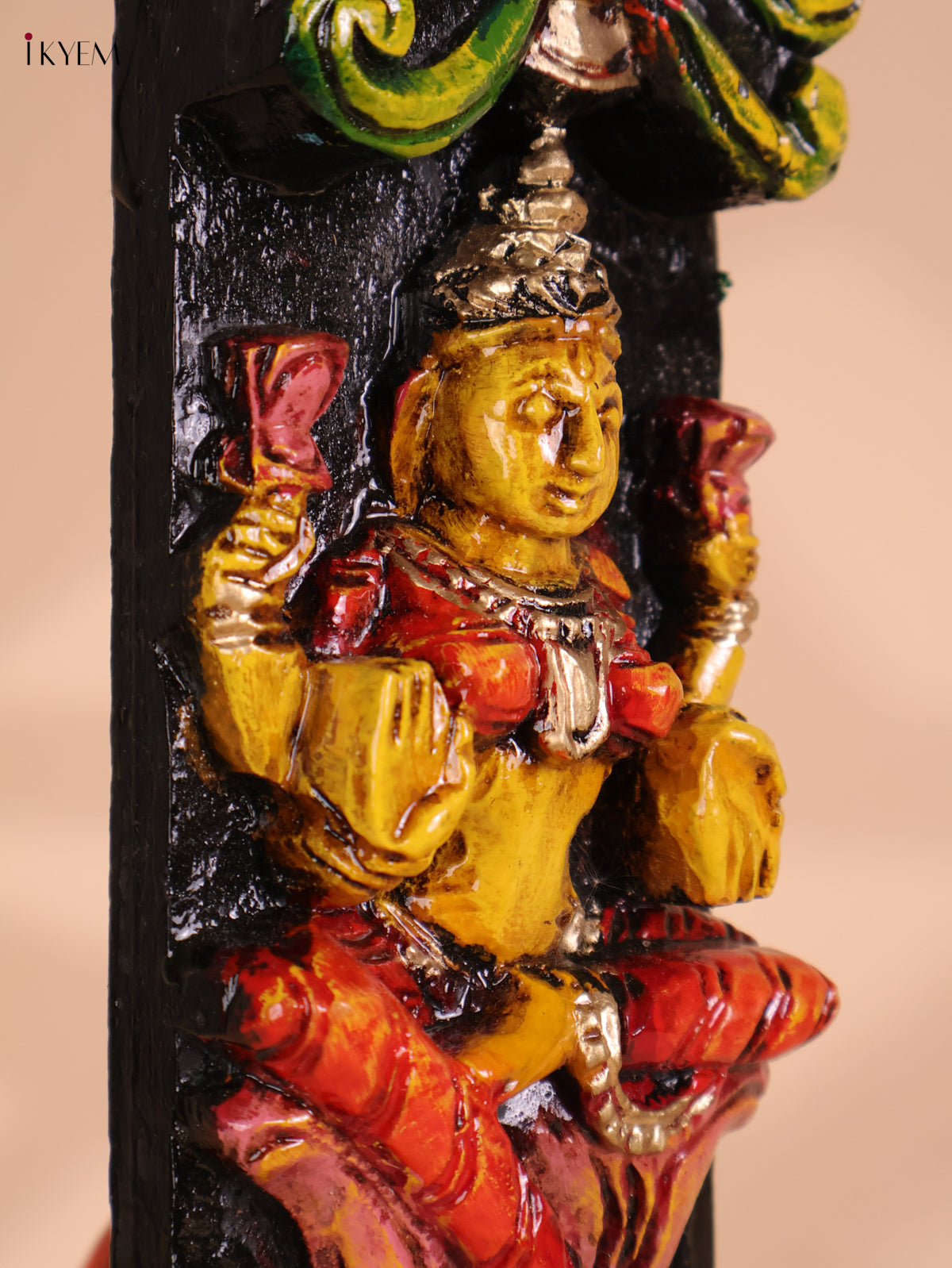 Wooden Hand Carved Painted Lakshmi Vertical Panel (36x4)