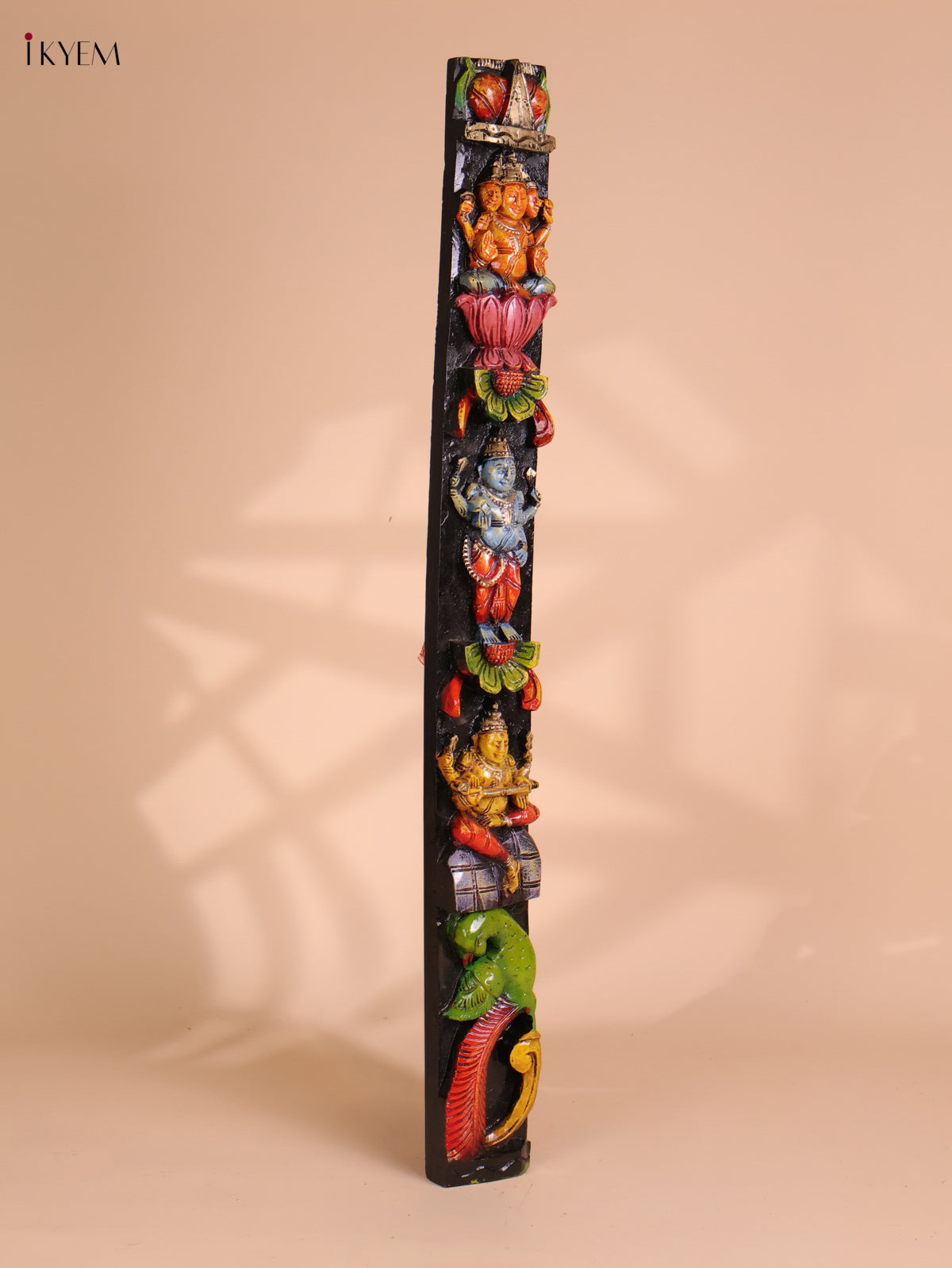 Wooden Hand Carved Painted Vertical Panel (36x4)