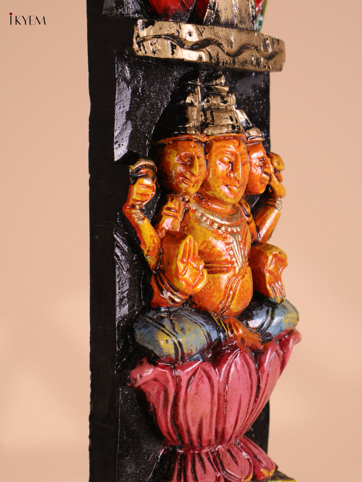 Wooden Hand Carved Painted Vertical Panel (36x4)