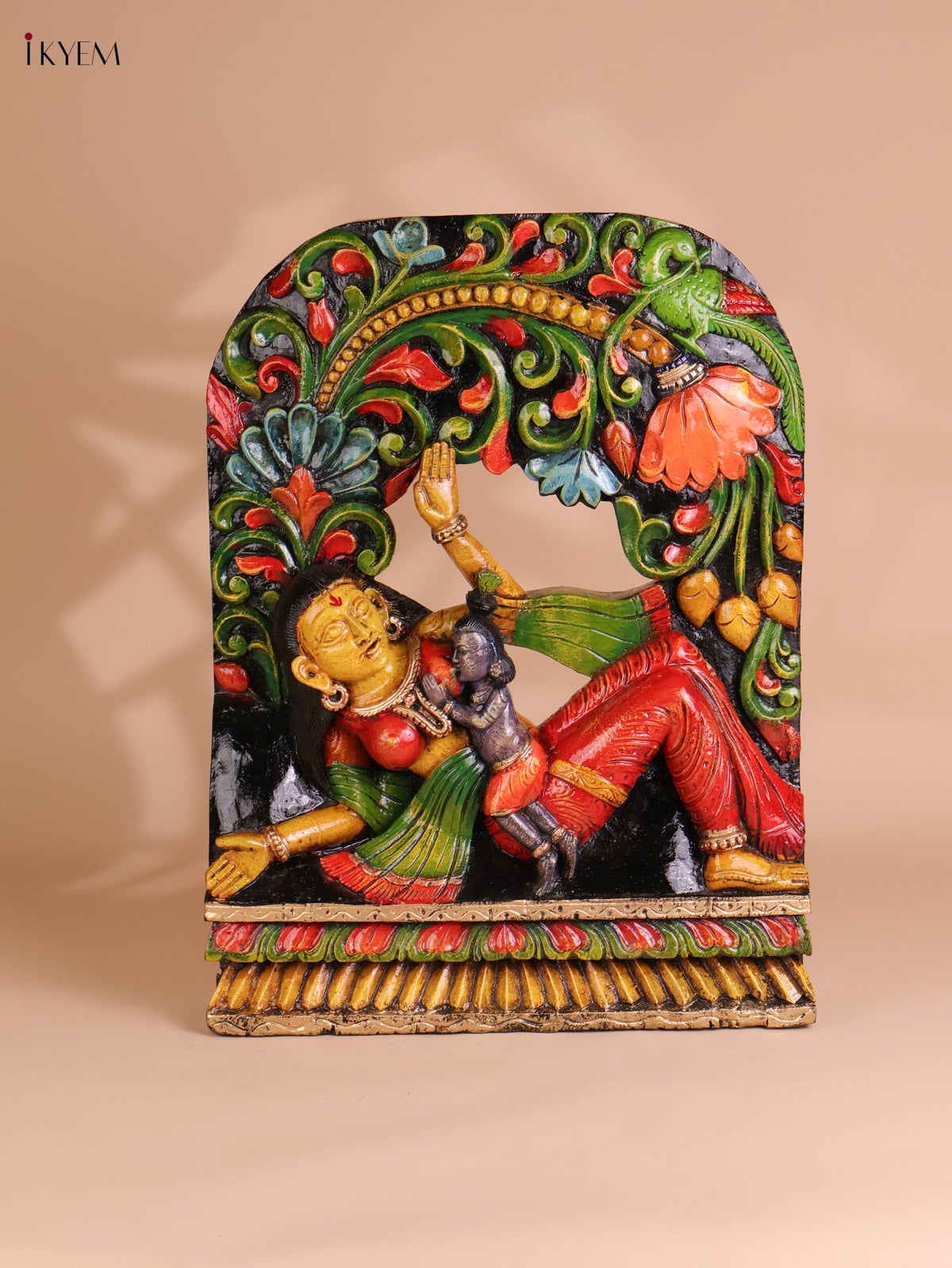 Wooden Hand Carved Painted Yasodha Krishna(24x18)