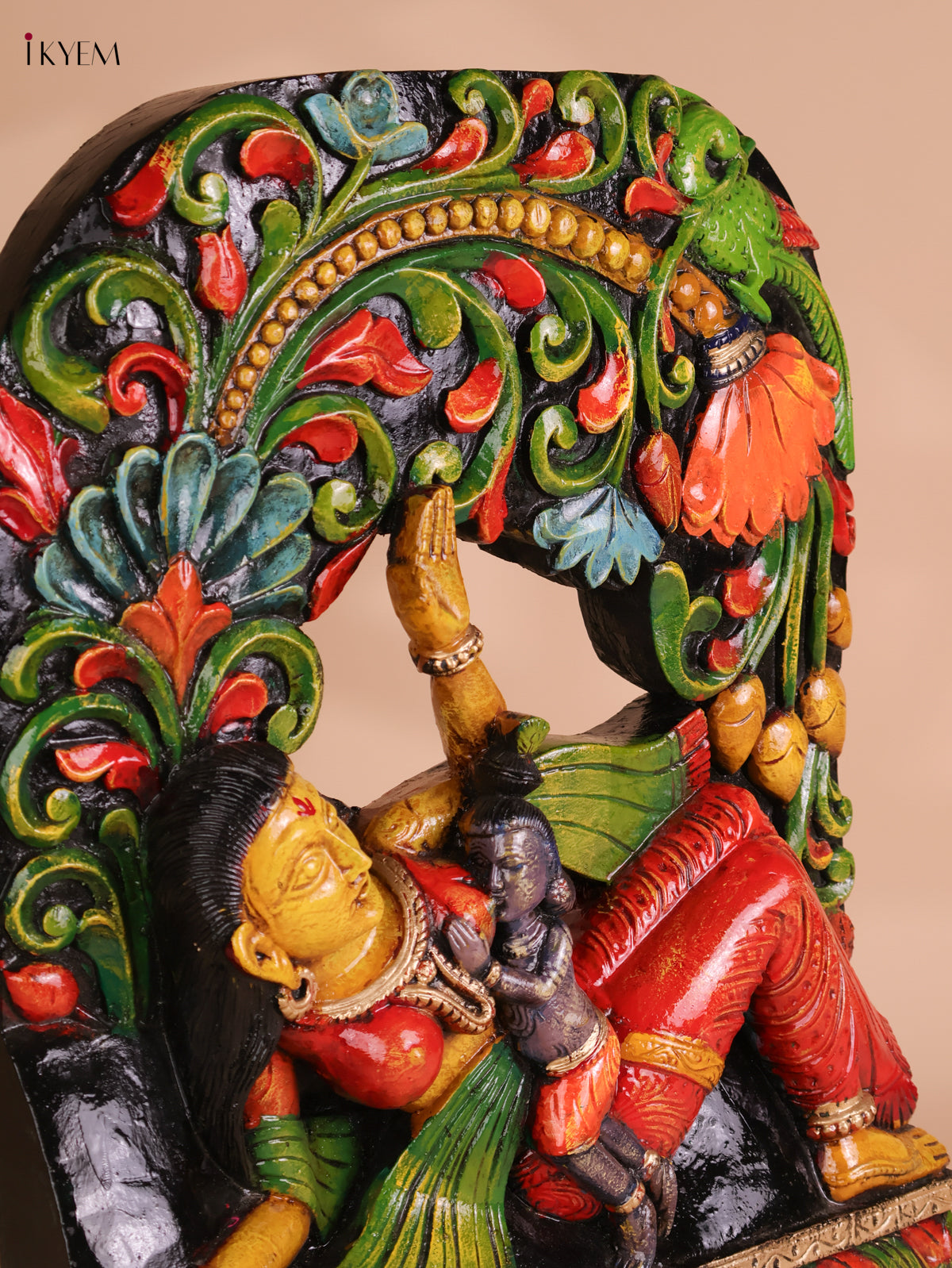 Wooden Hand Carved Painted Yasodha Krishna(24x18)