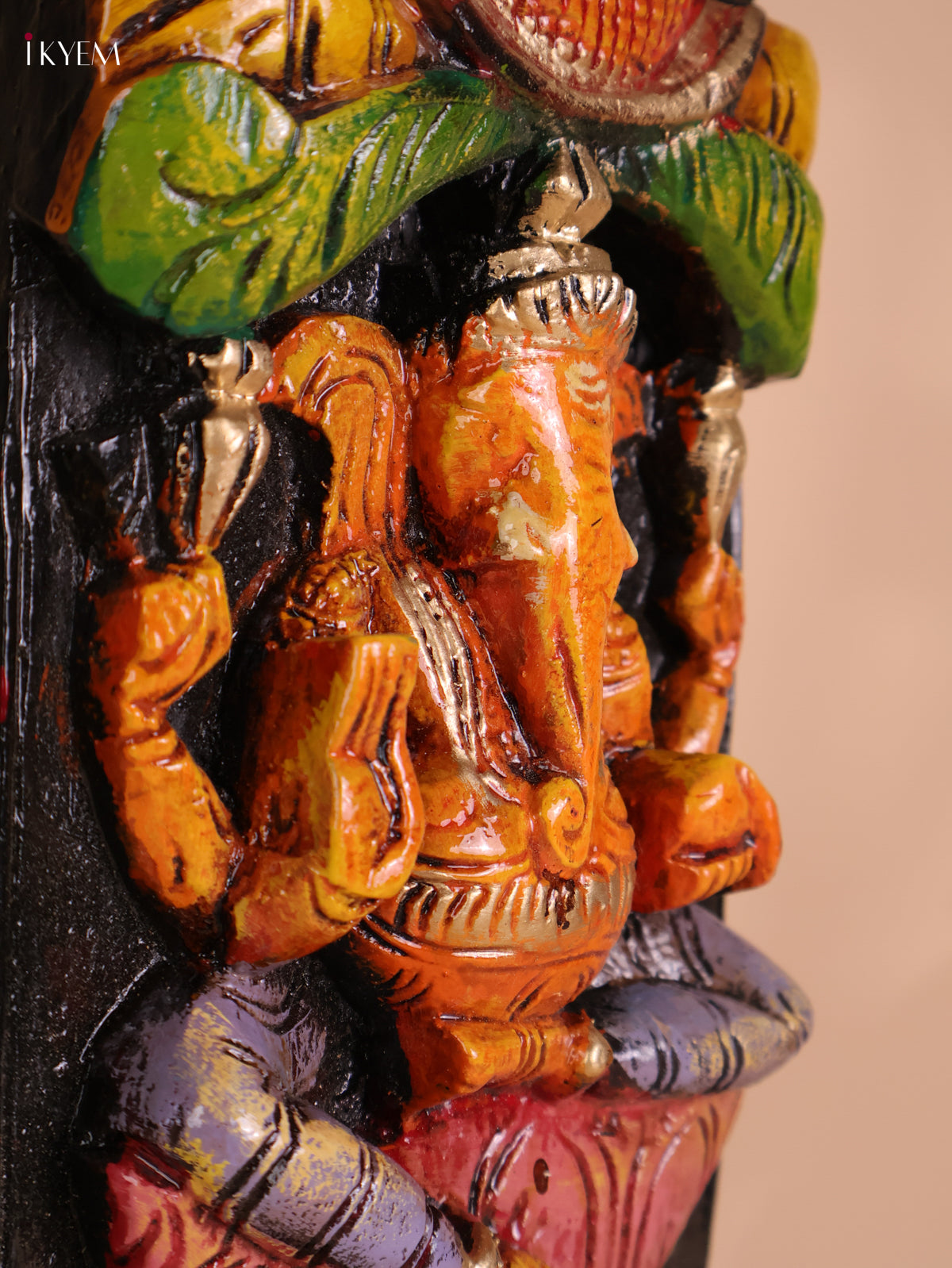 Wooden Hand Carved Painted Ganesha Vertical (35x6)