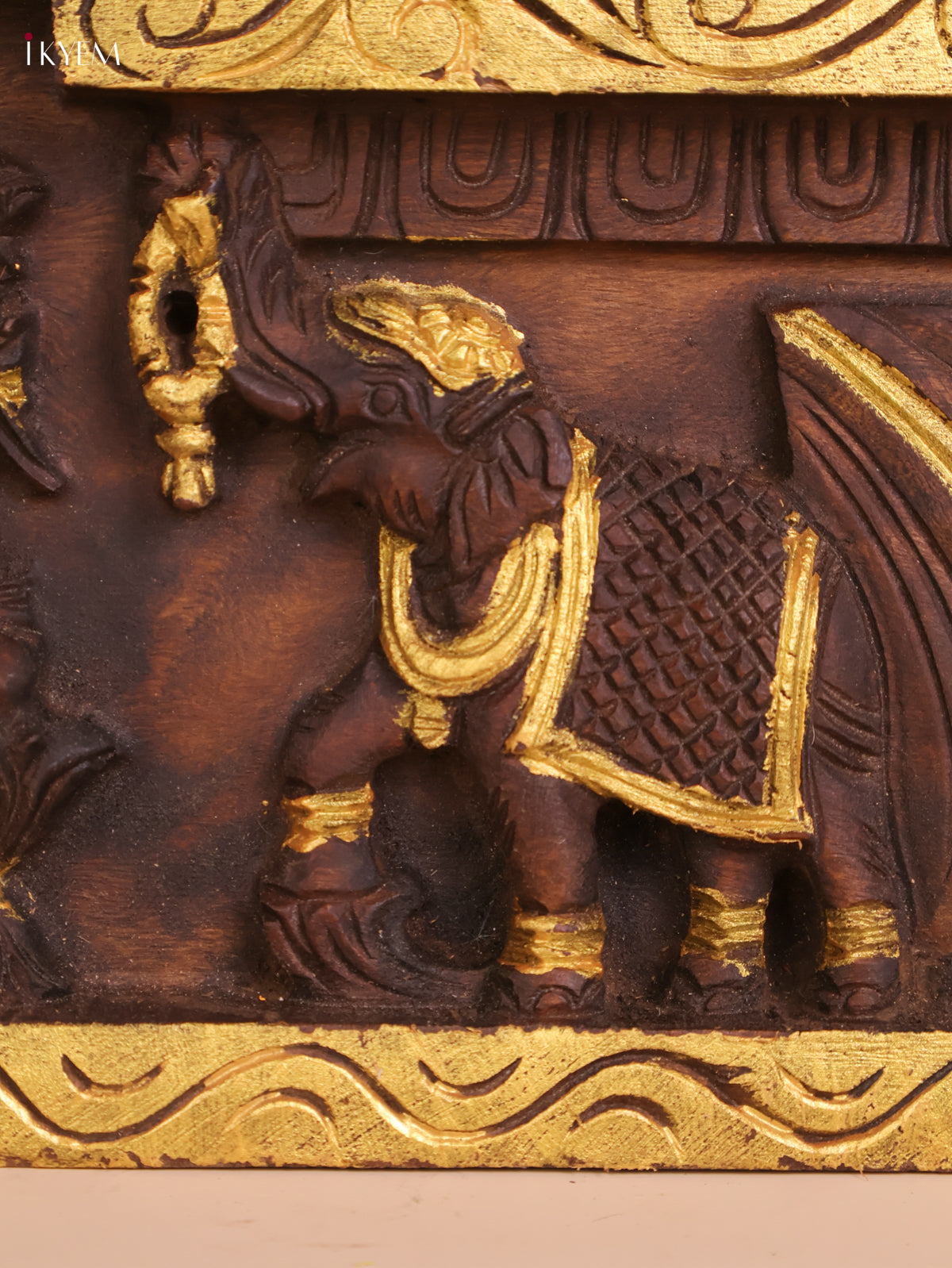 Wooden Hand Carved Gaja Lakshmi Gopuram (12x30)