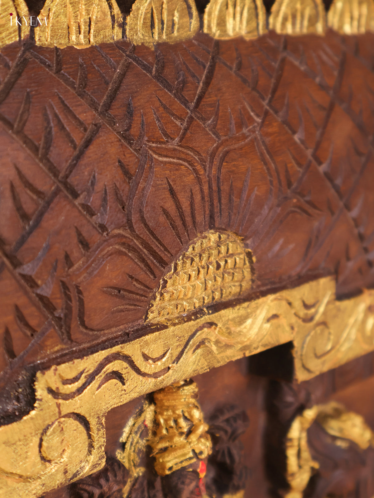 Wooden Hand Carved Gaja Lakshmi Gopuram (12x30)