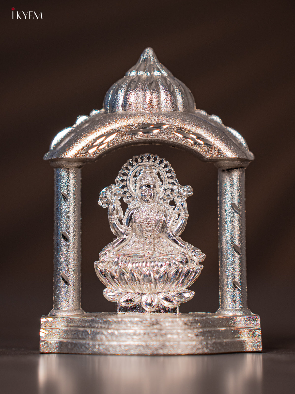 Elegant Silver Plated Goddess Lakshmi In Temple Frame