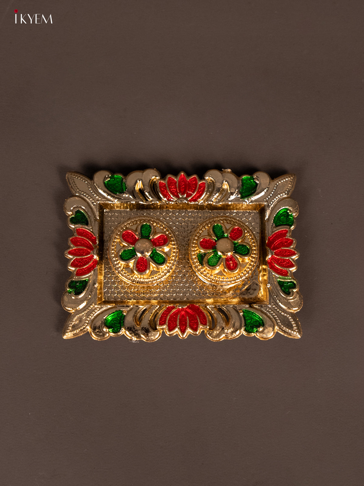 Rectangle Shaped Haldi Kumkum Holder With Meenakari Design