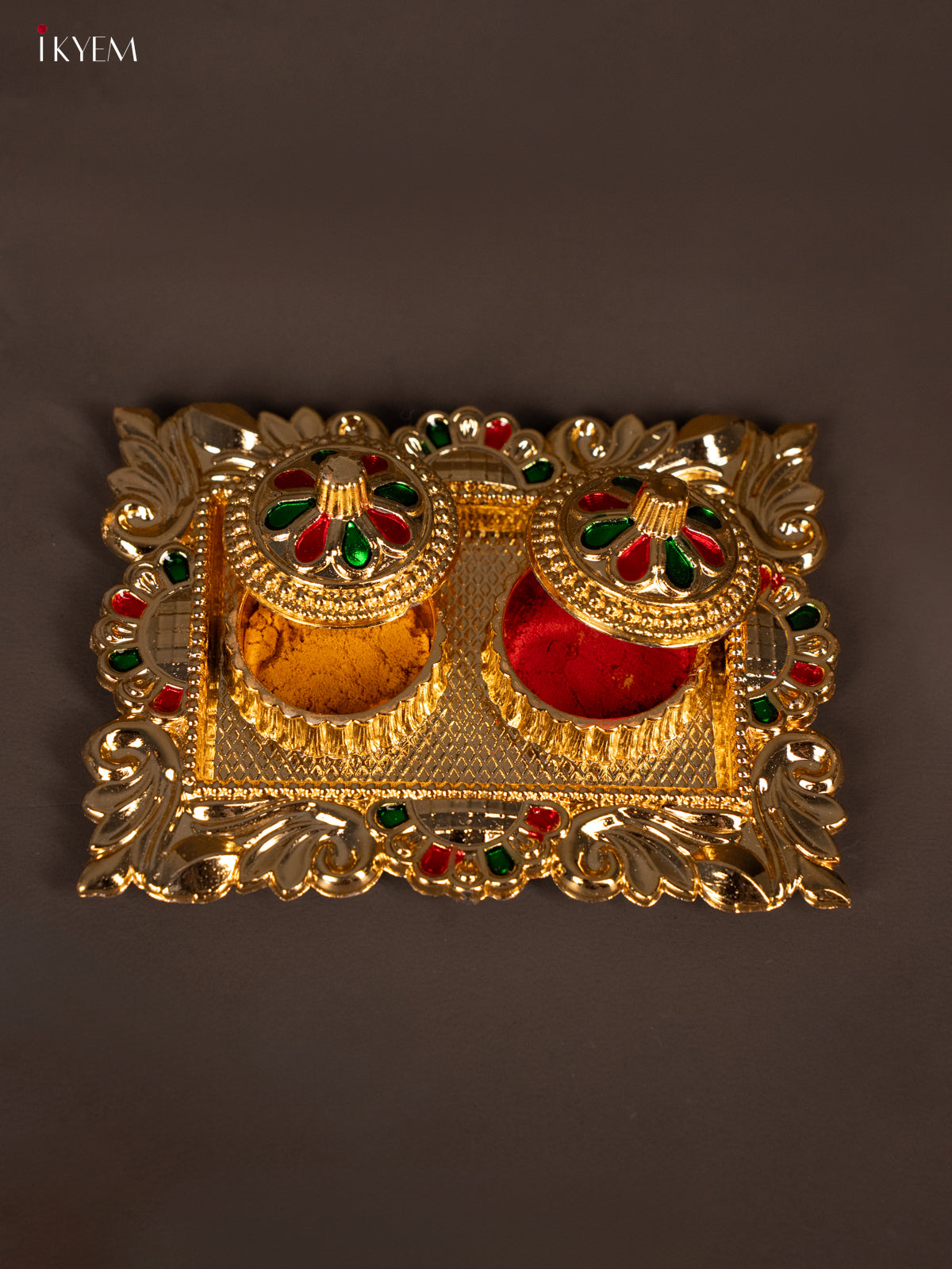 Beautiful square Meenakari Haldi Kumkum Holder -1