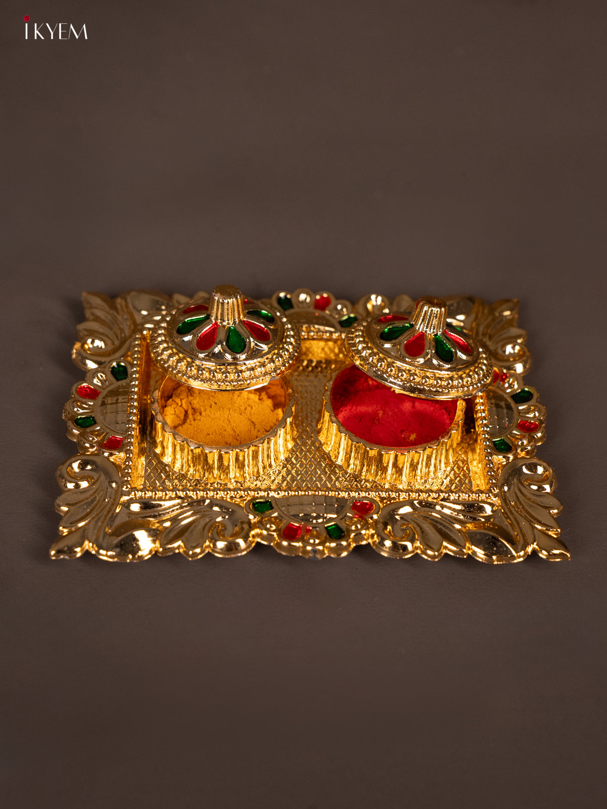 Beautiful square Meenakari Haldi Kumkum Holder -2