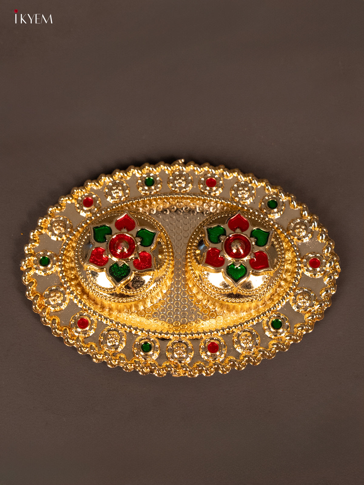 oval shaped Meenakari Haldi Kumkum Holder