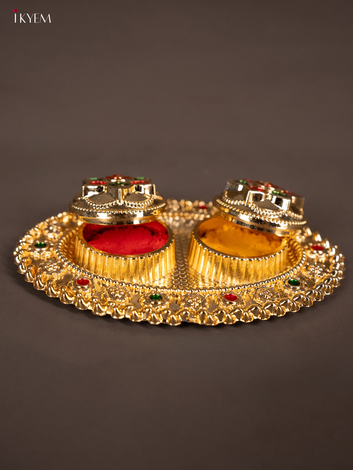 oval shaped Meenakari Haldi Kumkum Holder -2