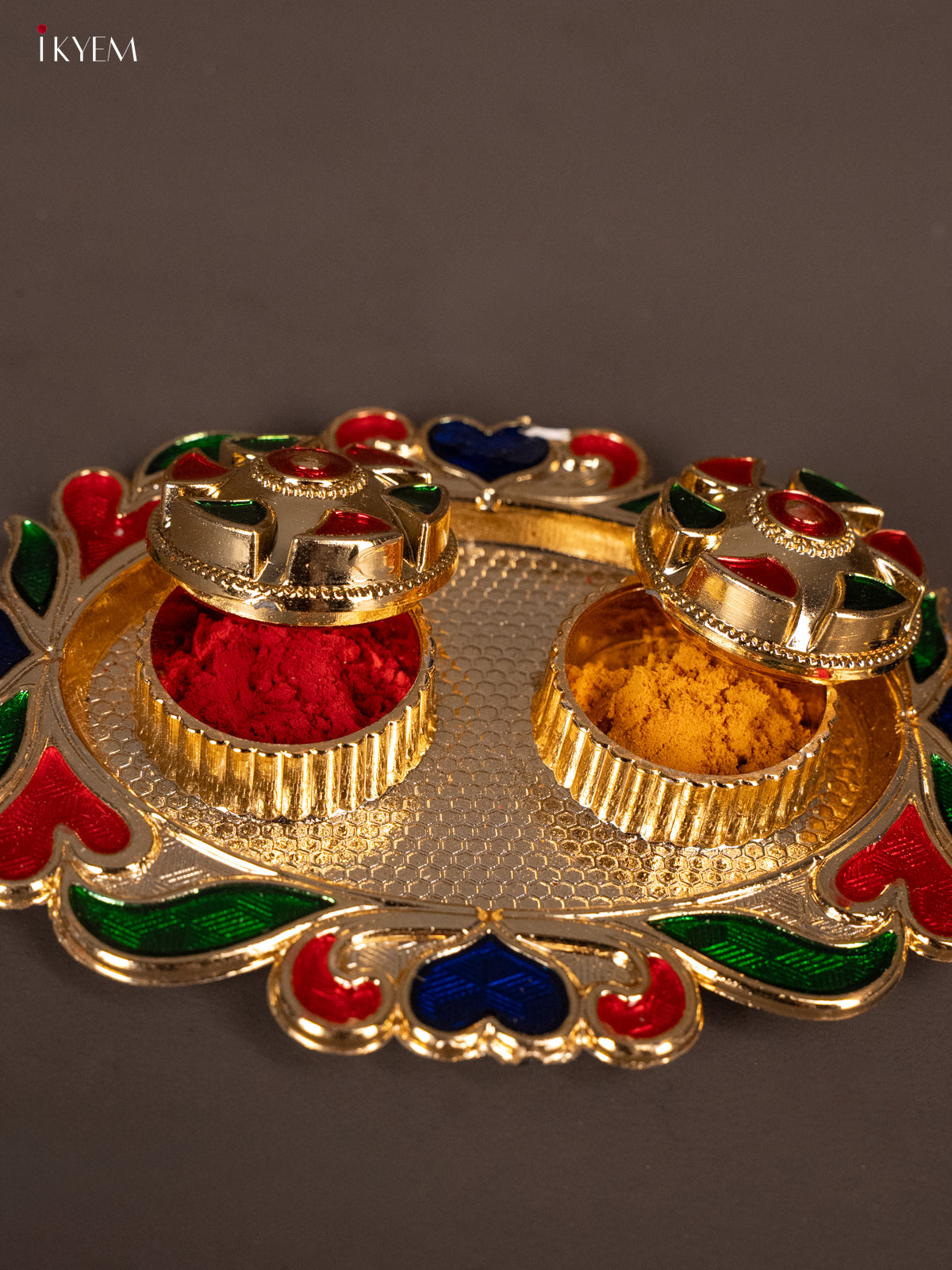Stunning Meenakari Haldi Kumkum Holder -2
