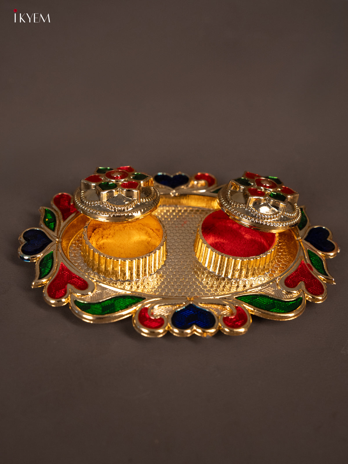 Beautiful oval Meenakari Haldi Kumkum Holder -2