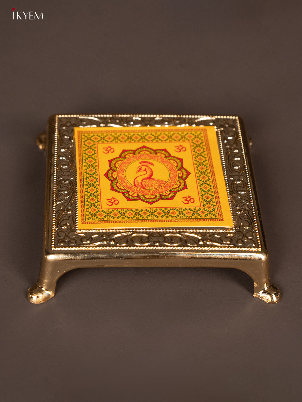 Elegant Yellow Rangoli design Printed Plastic Chowki