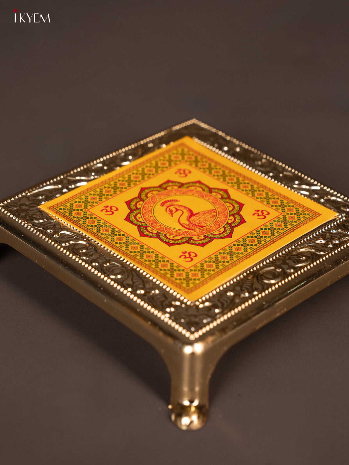 Elegant Yellow Rangoli design Printed Plastic Chowki -2