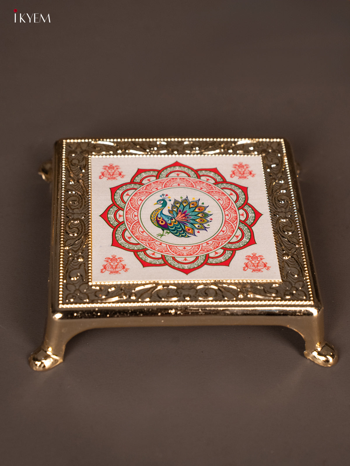 Exquisite White Rangoli design Printed Plastic Chowki