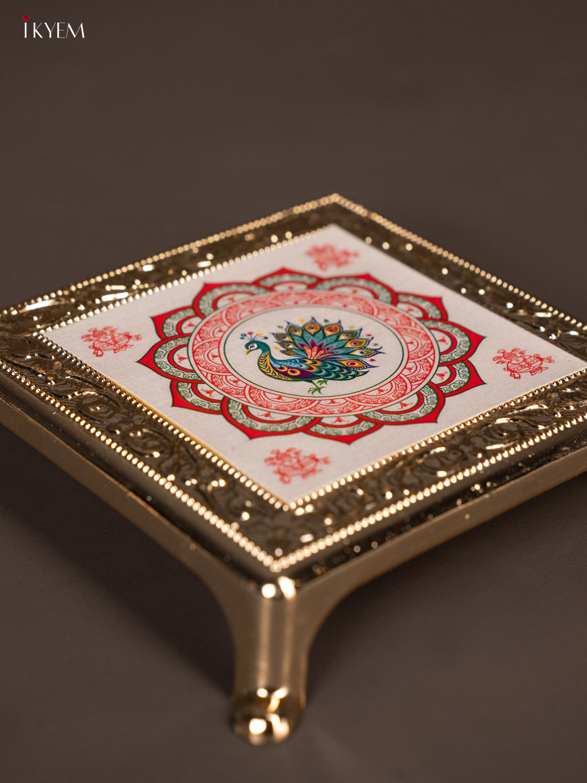 Exquisite White Rangoli design Printed Plastic Chowki -2