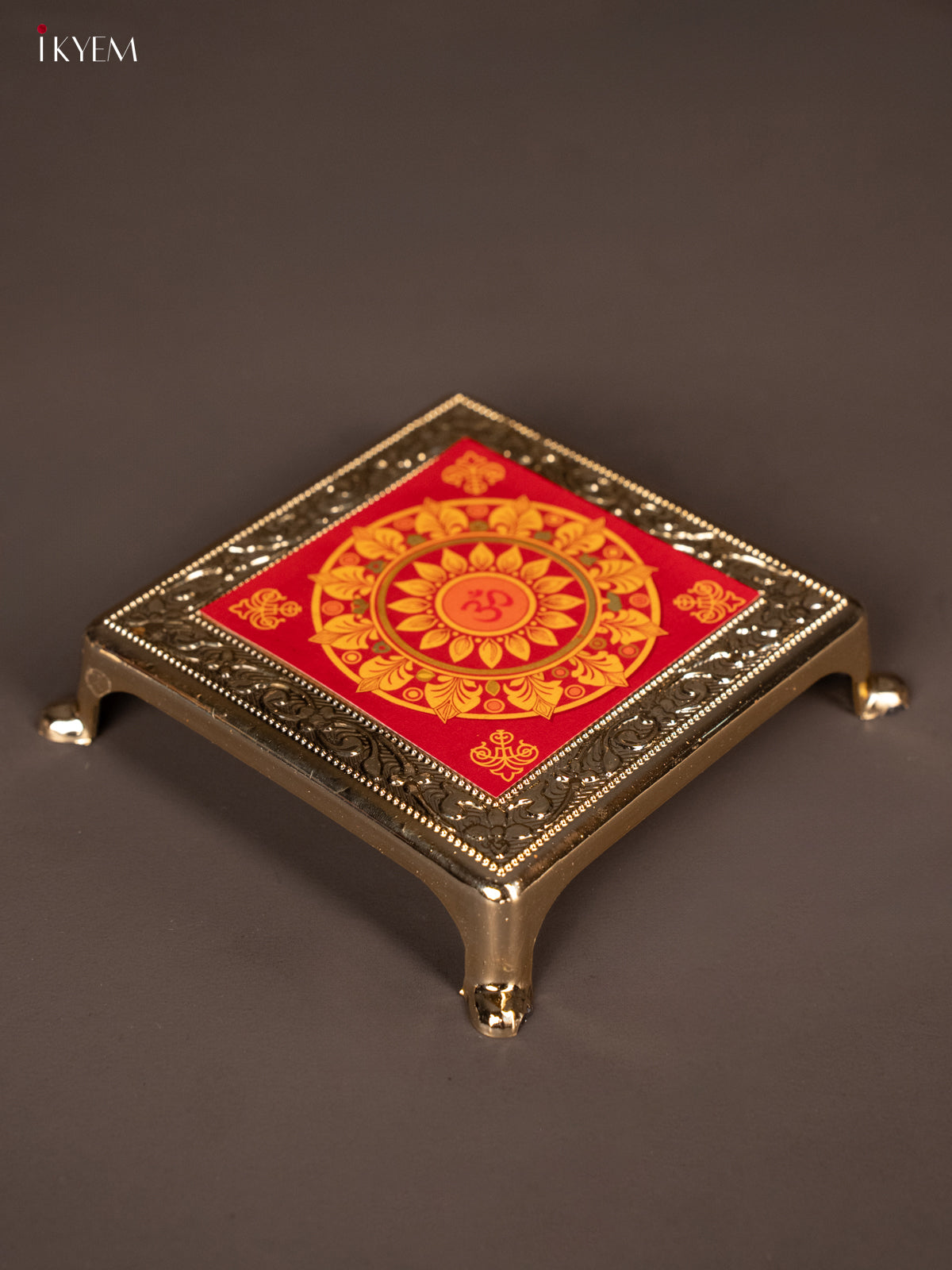 Beautiful Red with Yellow Plastic manai With Rangoli Design -1
