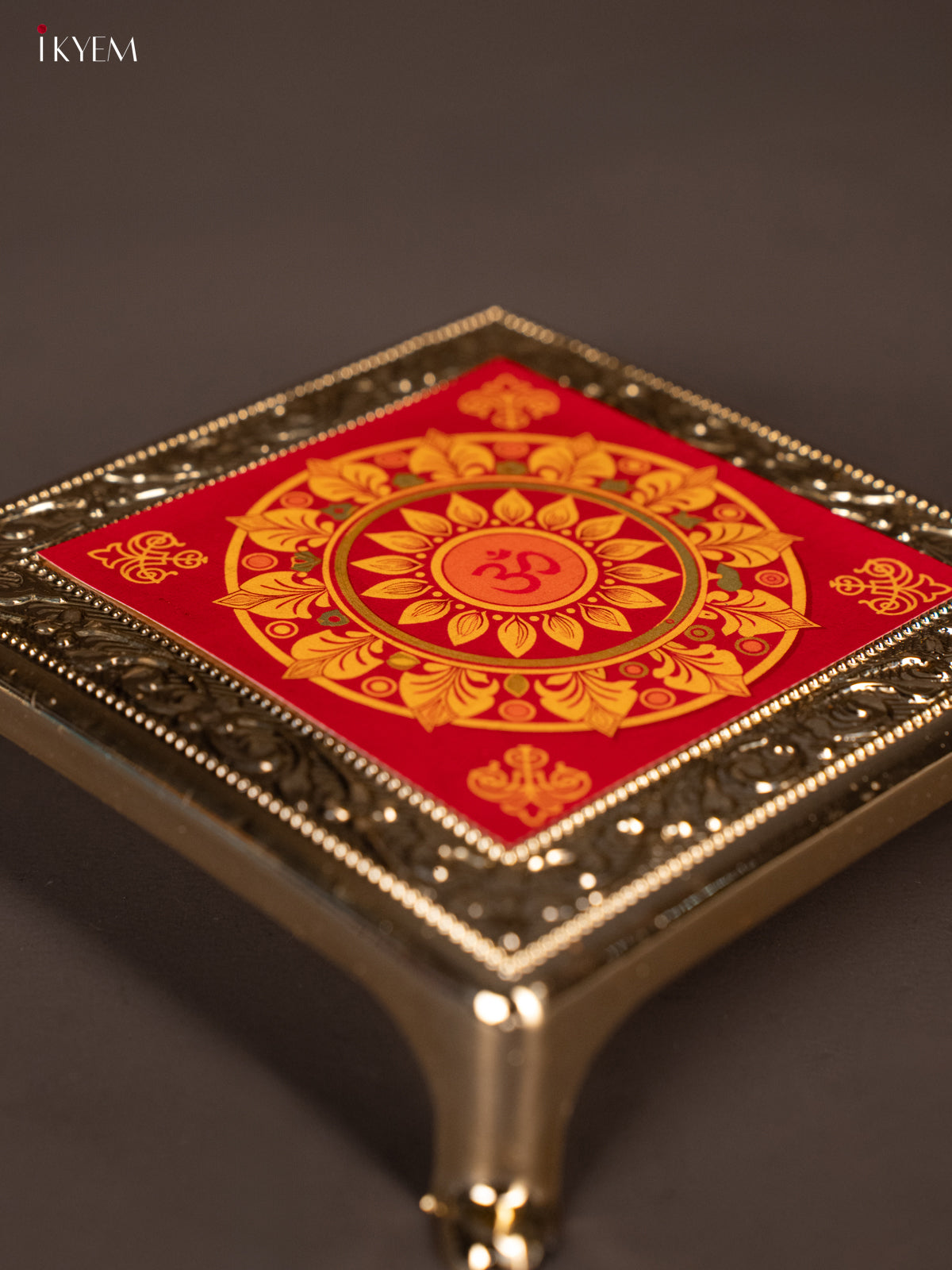 Beautiful Red with Yellow Plastic manai With Rangoli Design -2