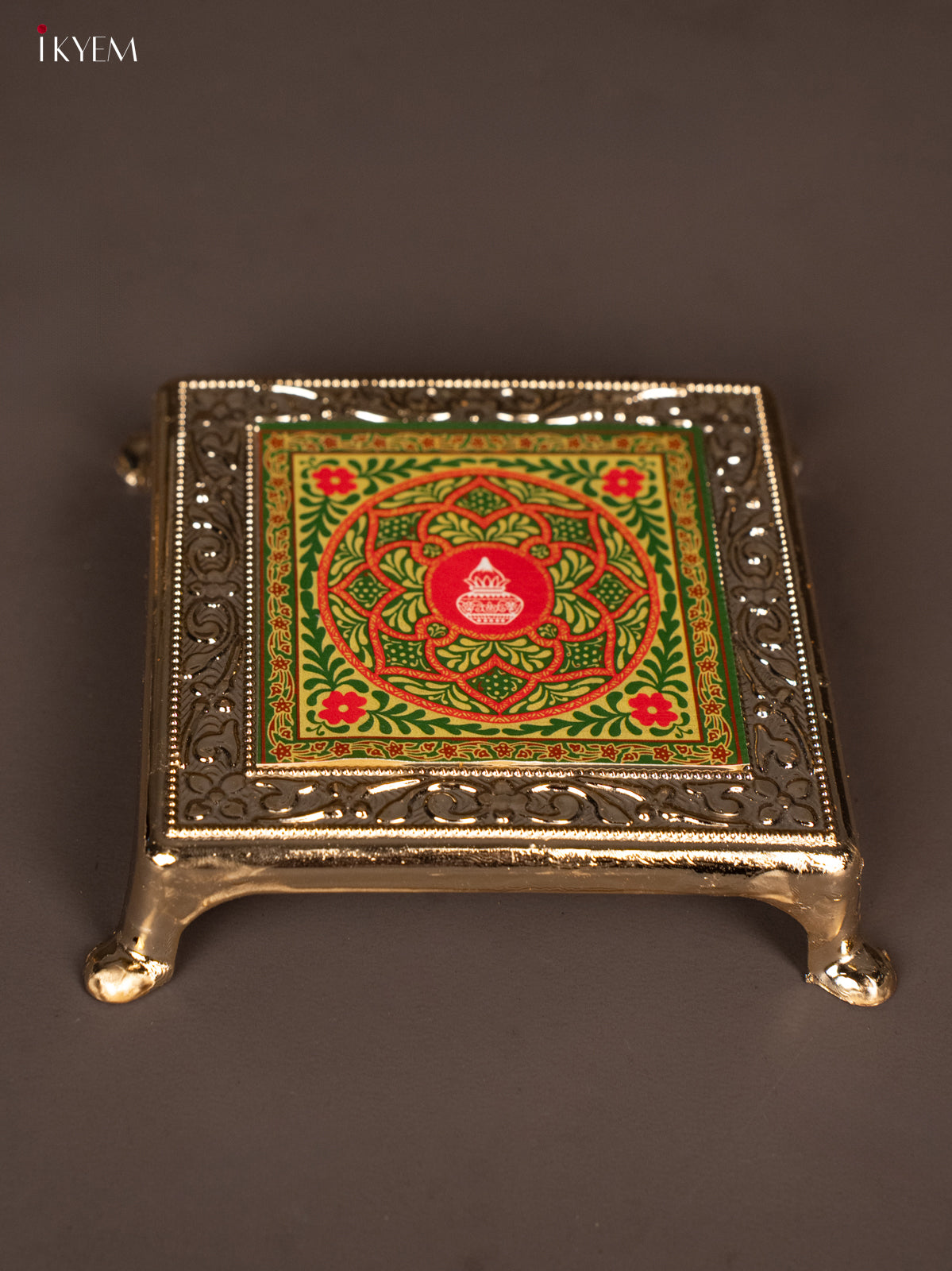 Beautiful Green with Red Plastic manai With Rangoli Design