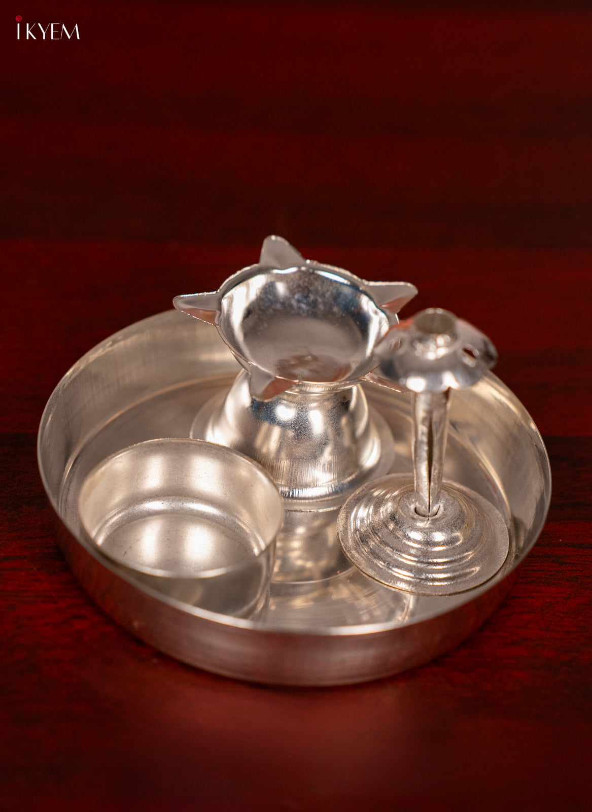 Traditional German Silver Pooja Thali Set