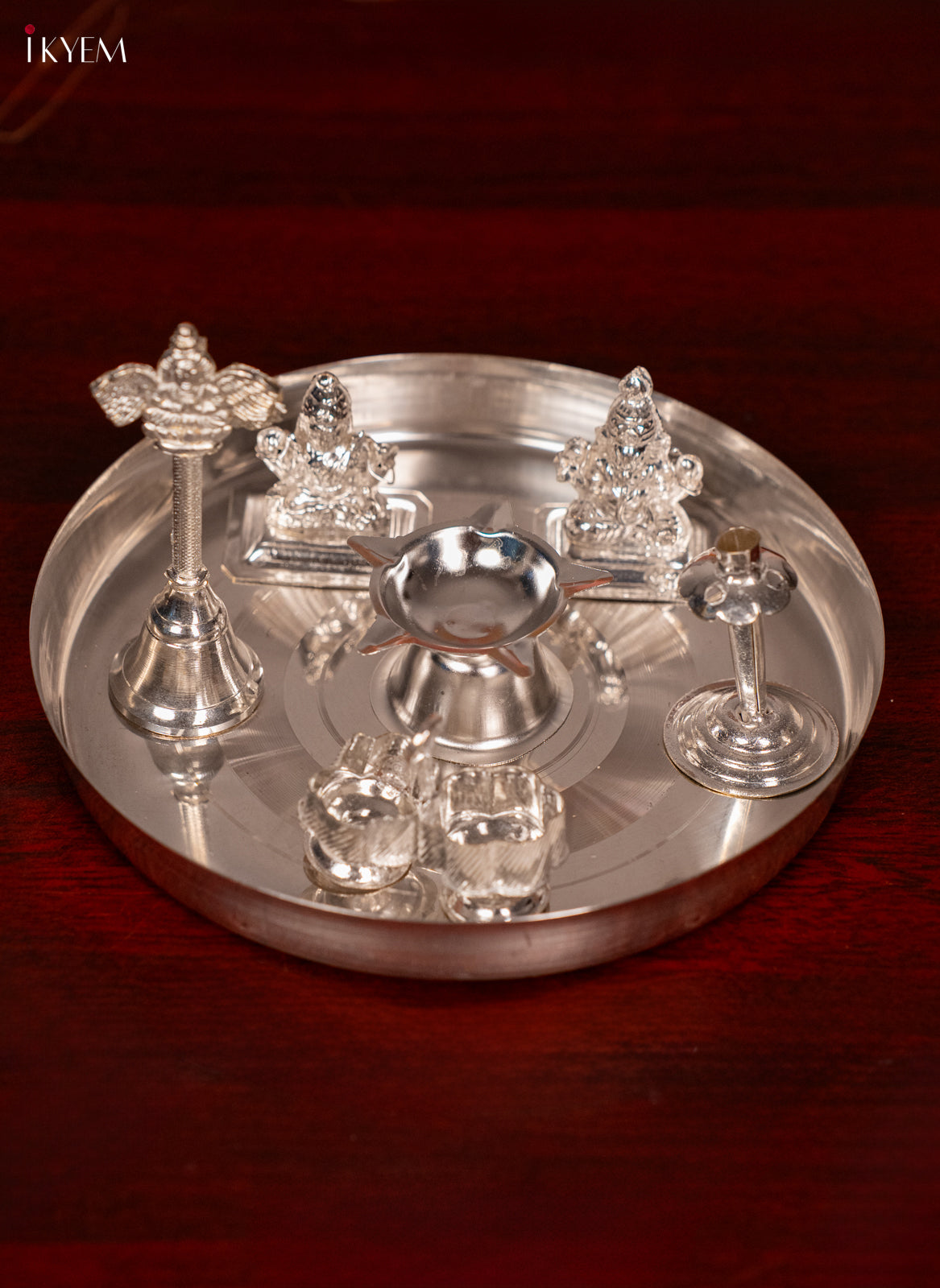 Grand German Silver Pooja Thali Set With Ganesha & Lakshmi Idols