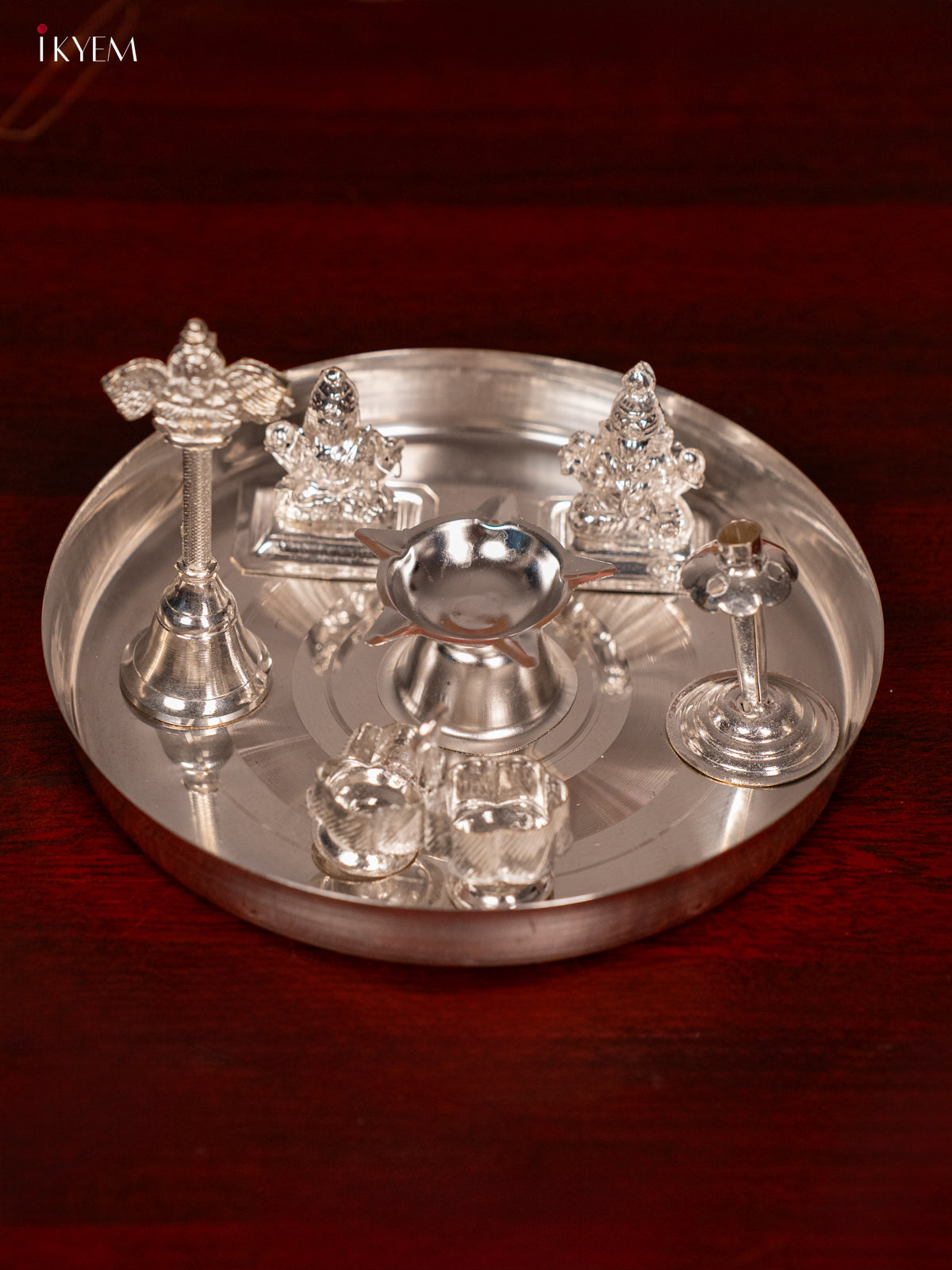 Grand German Silver Pooja Thali Set With Ganesha & Lakshmi Idols