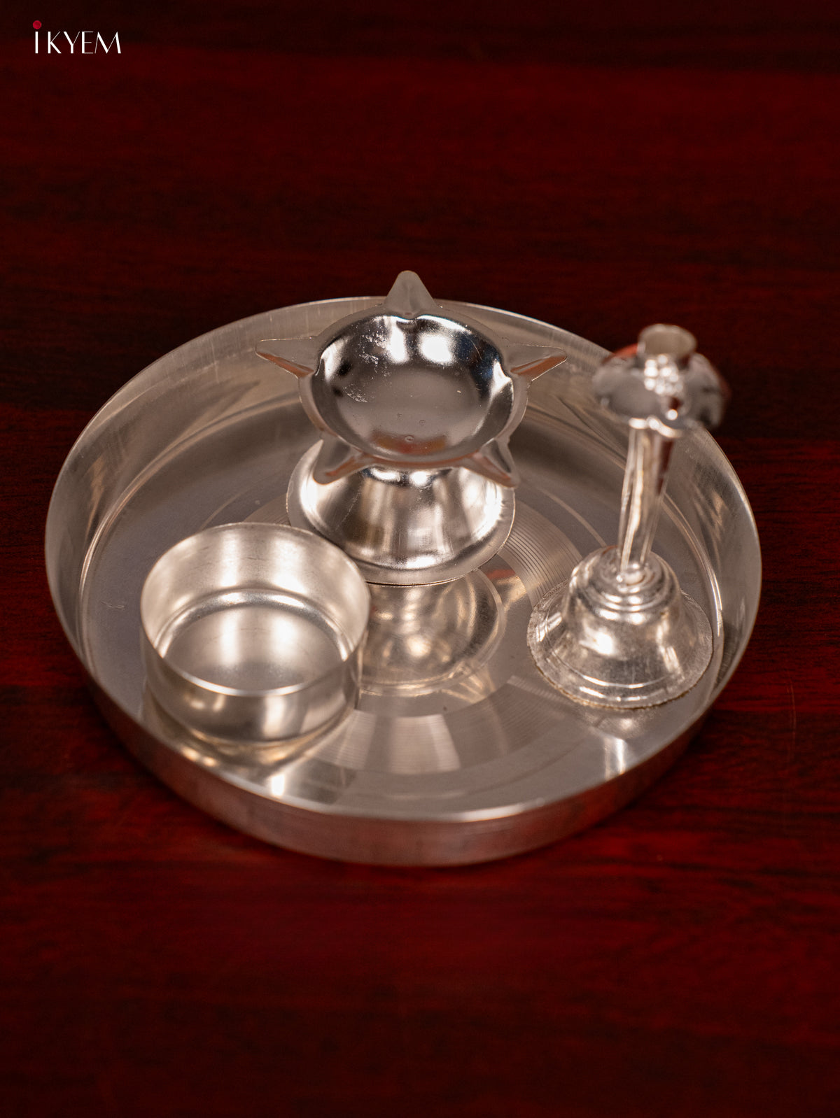 Traditional German Silver Pooja Thali Set