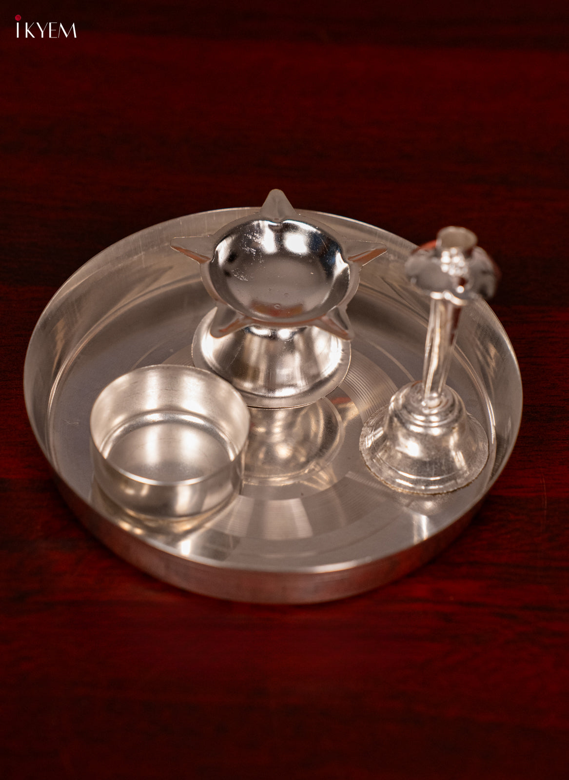 Traditional German Silver Pooja Thali Set