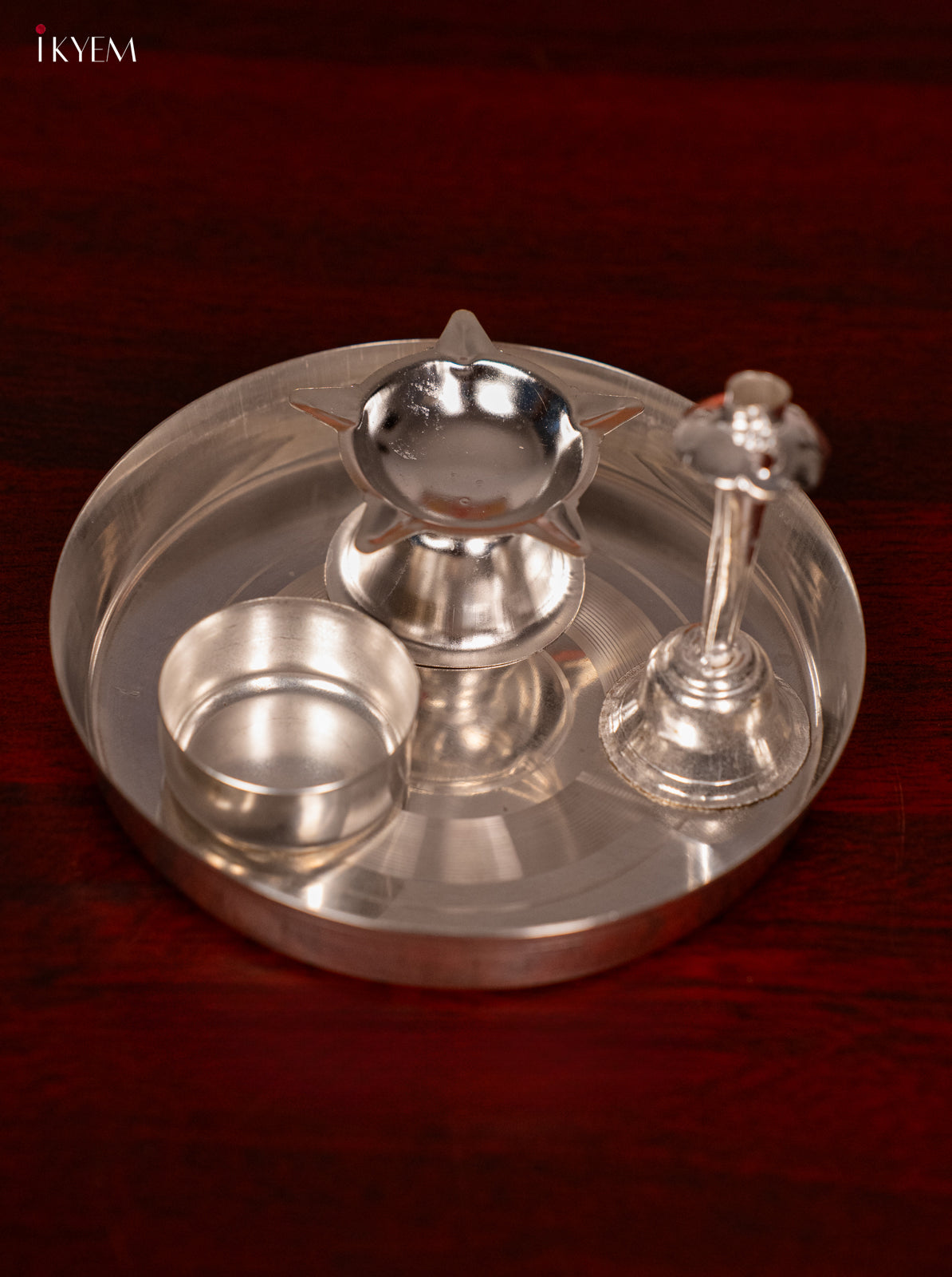 Traditional German Silver Pooja Thali Set