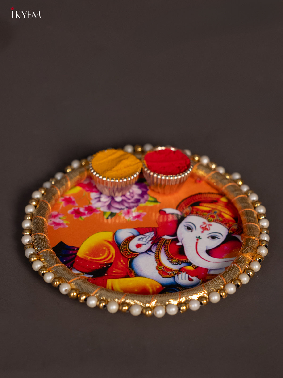 Haldi & kum kum holder - Ganesha yellow