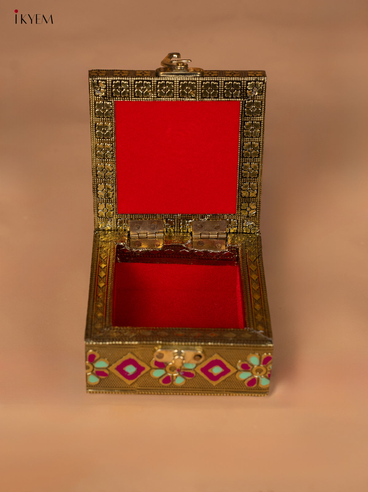 Gold Oxidized Trinket Box with Peacock Motif -2