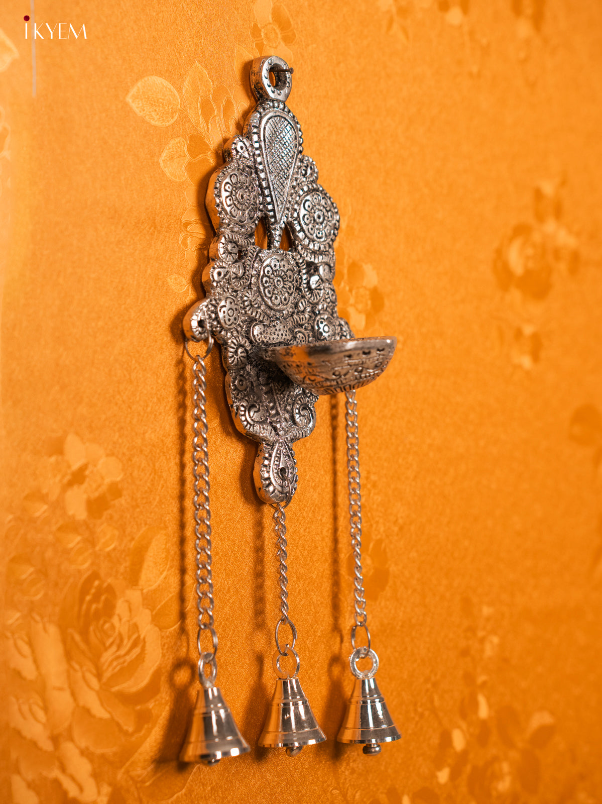 Magnificent German Silver Hanging Diya with bell -3