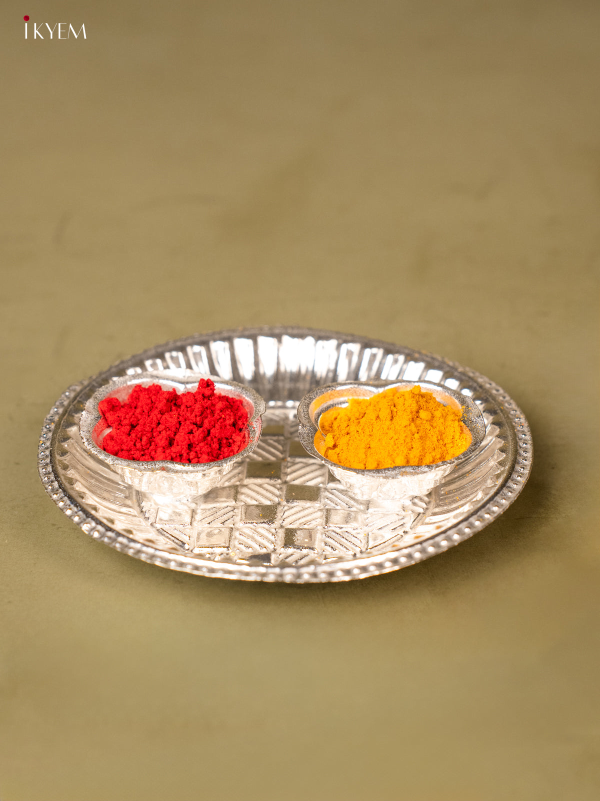Elegant German Silver Haldi KumKum Plate