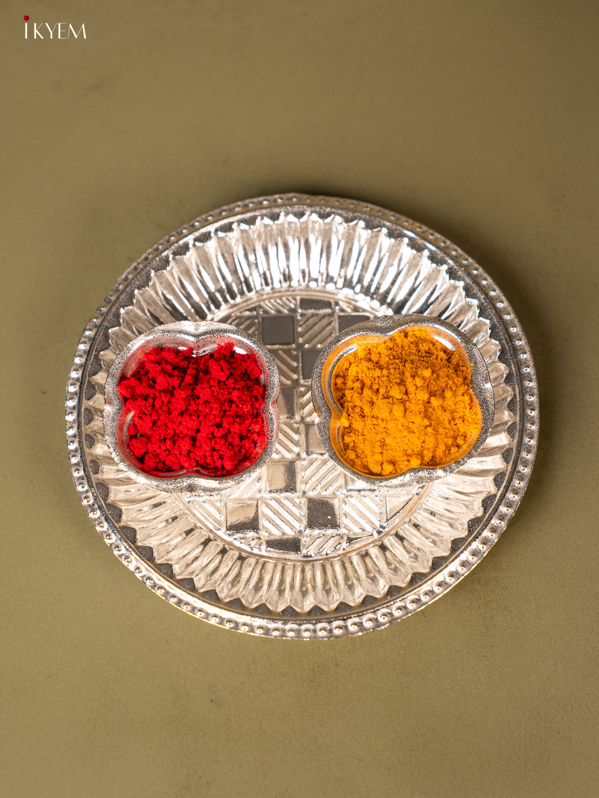 Elegant German Silver Haldi KumKum Plate -1