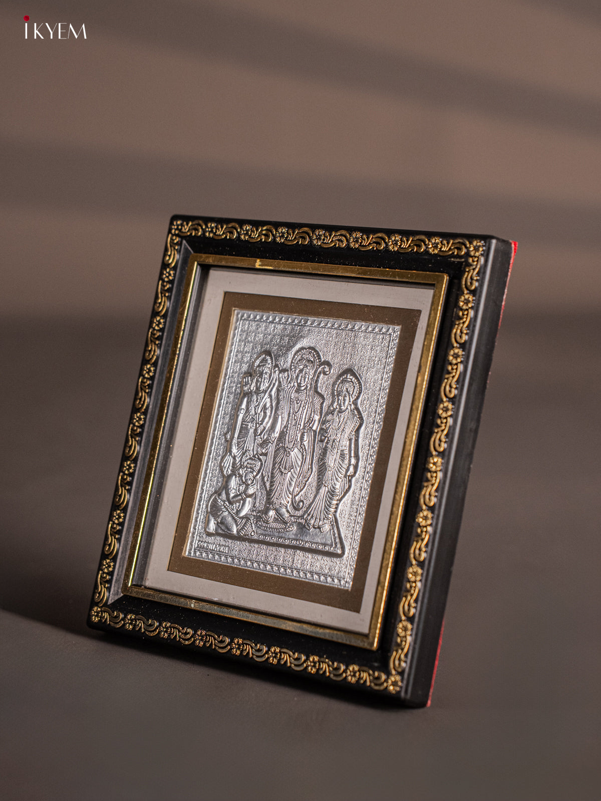 Elegant German Silver Ram, sita & Lakshman With Hanuman Photo frame with stand -1