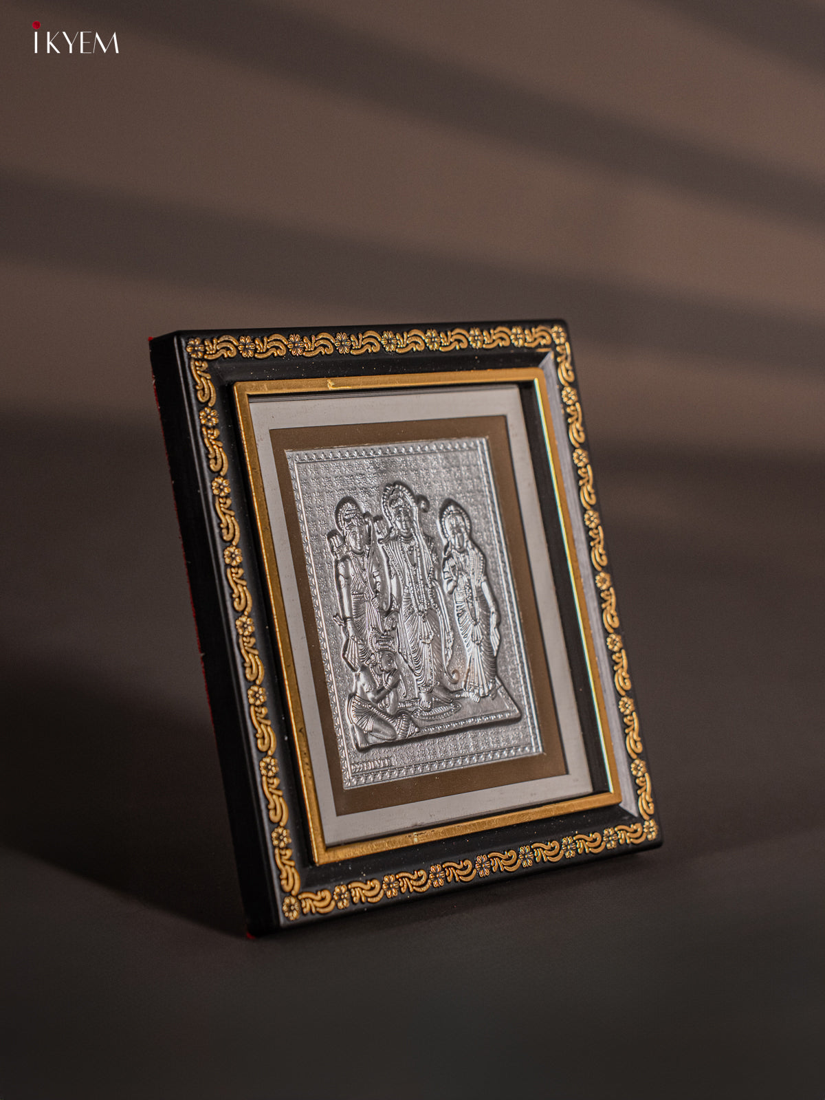 Elegant German Silver Ram, sita & Lakshman With Hanuman Photo frame with stand -3