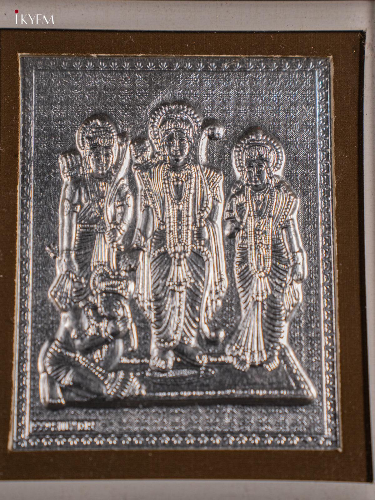 Elegant German Silver Ram, sita & Lakshman With Hanuman Photo frame with stand -2