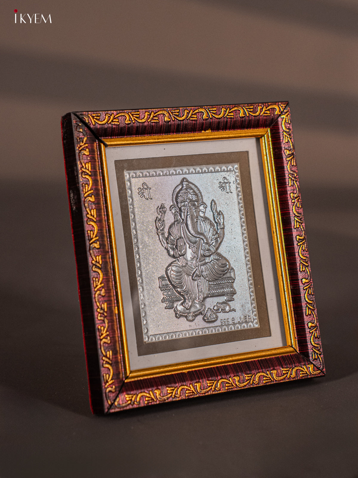 Divine German Silver Ganesha Photo frame with stand -3