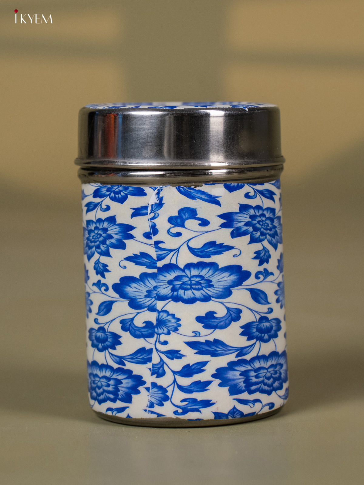 Digital Printed Floral Stainless-Steel Box - Blue -1