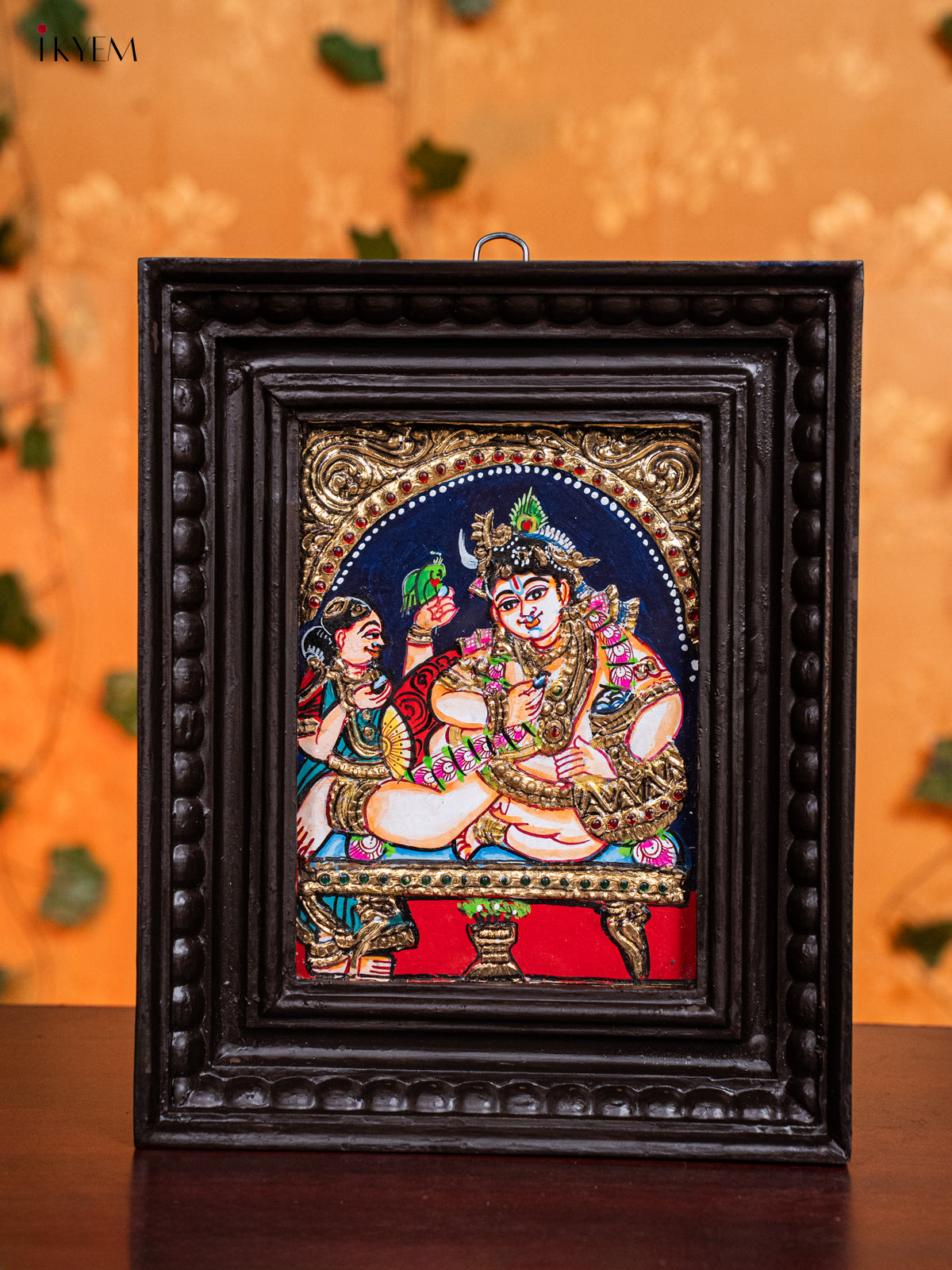 Radiant Lord Krishna With Butter Pot Thanjavur painting