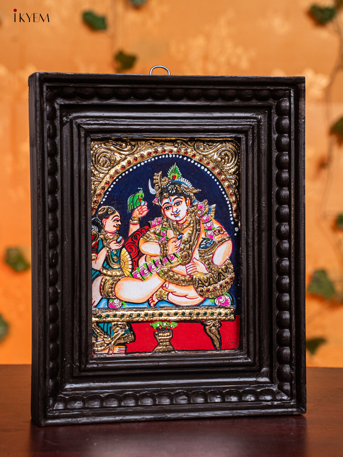 Radiant Lord Krishna With Butter Pot Thanjavur painting 1