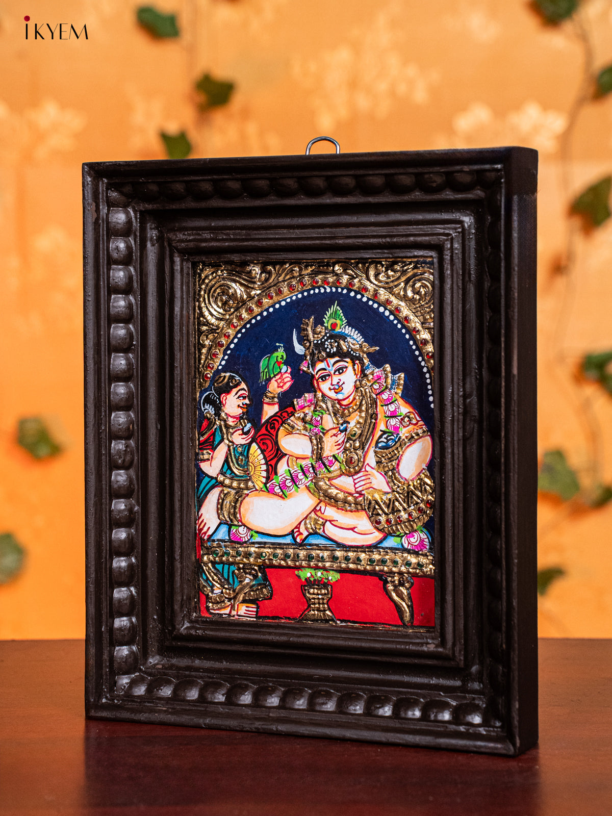 Radiant Lord Krishna With Butter Pot Thanjavur painting 3