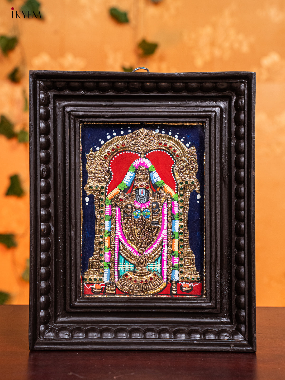 Artistic Lord venkateswara Tanjore Painting in Teak Wood Frame