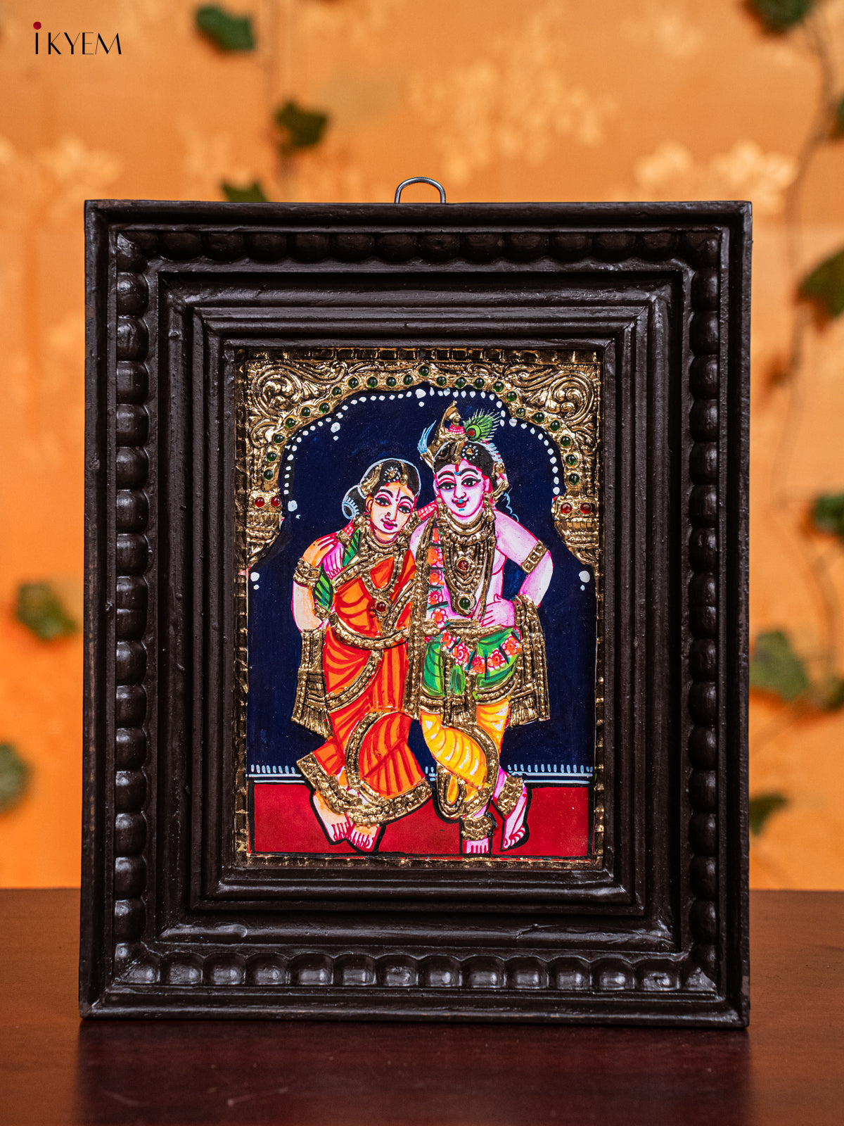 Beautiful Krishna & Rukmani Thanjavur painting