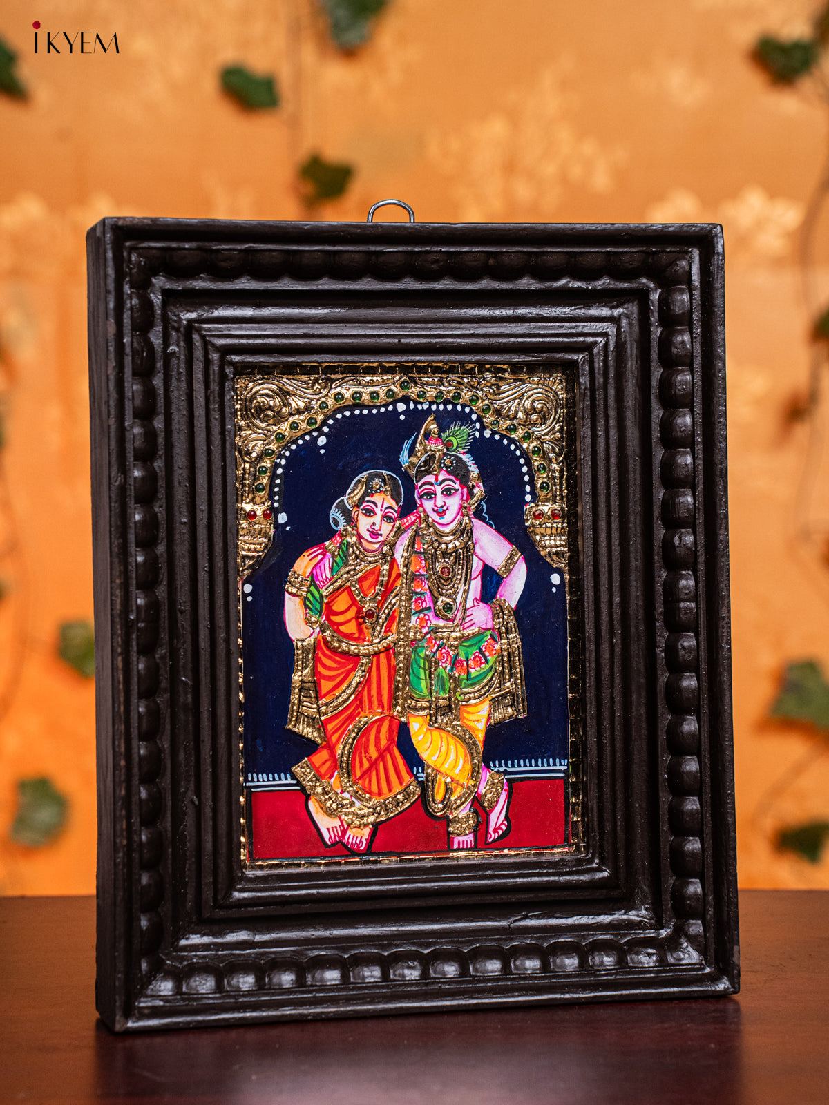 Beautiful Krishna & Rukmani Thanjavur painting 1