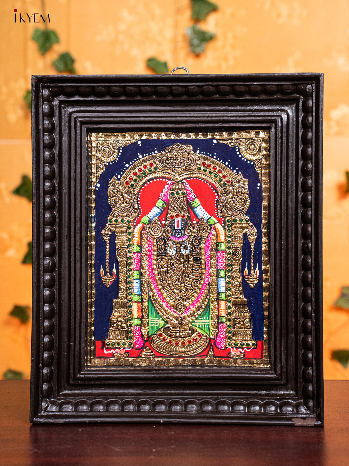 Glorious Tirupati Balaji Tanjore Painting in Teak Wood Frame