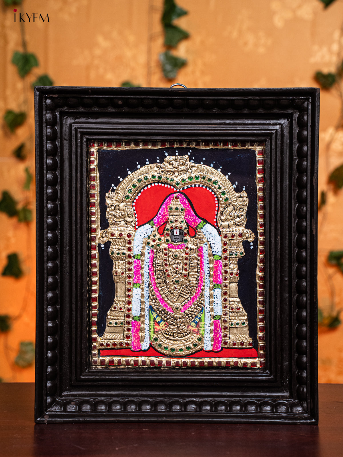 Timeless Tirupati Balaji Tanjore Painting in Teak Wood Frame