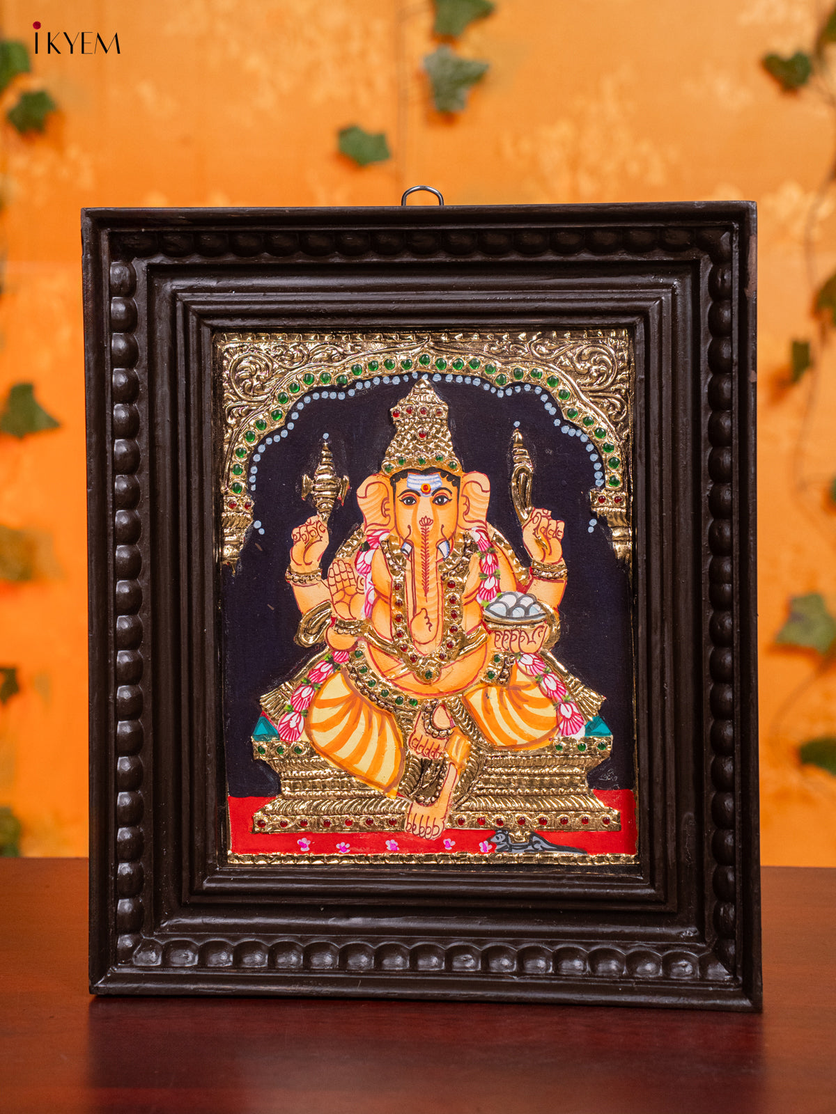 Opulent Thanjavur painting Of Lord Ganesha 1